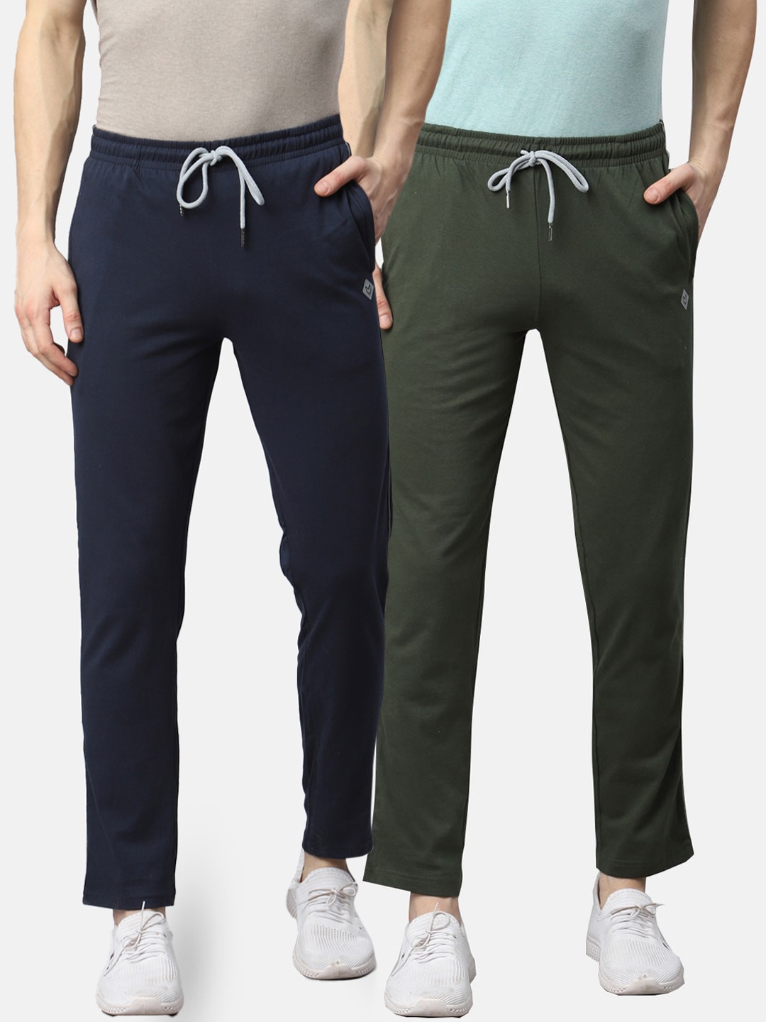 

Almo Wear Men Pack of 2 Slim Fit Cotton Track Pants, Navy blue