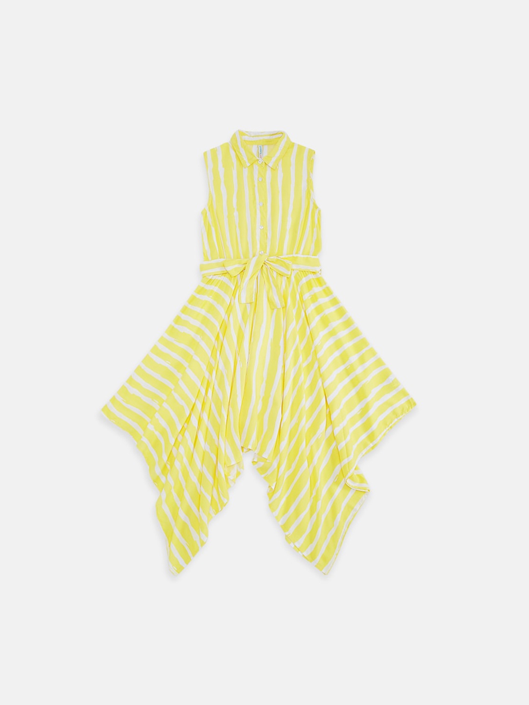 

Pantaloons Junior Girls Yellow & White Striped Midi Dress