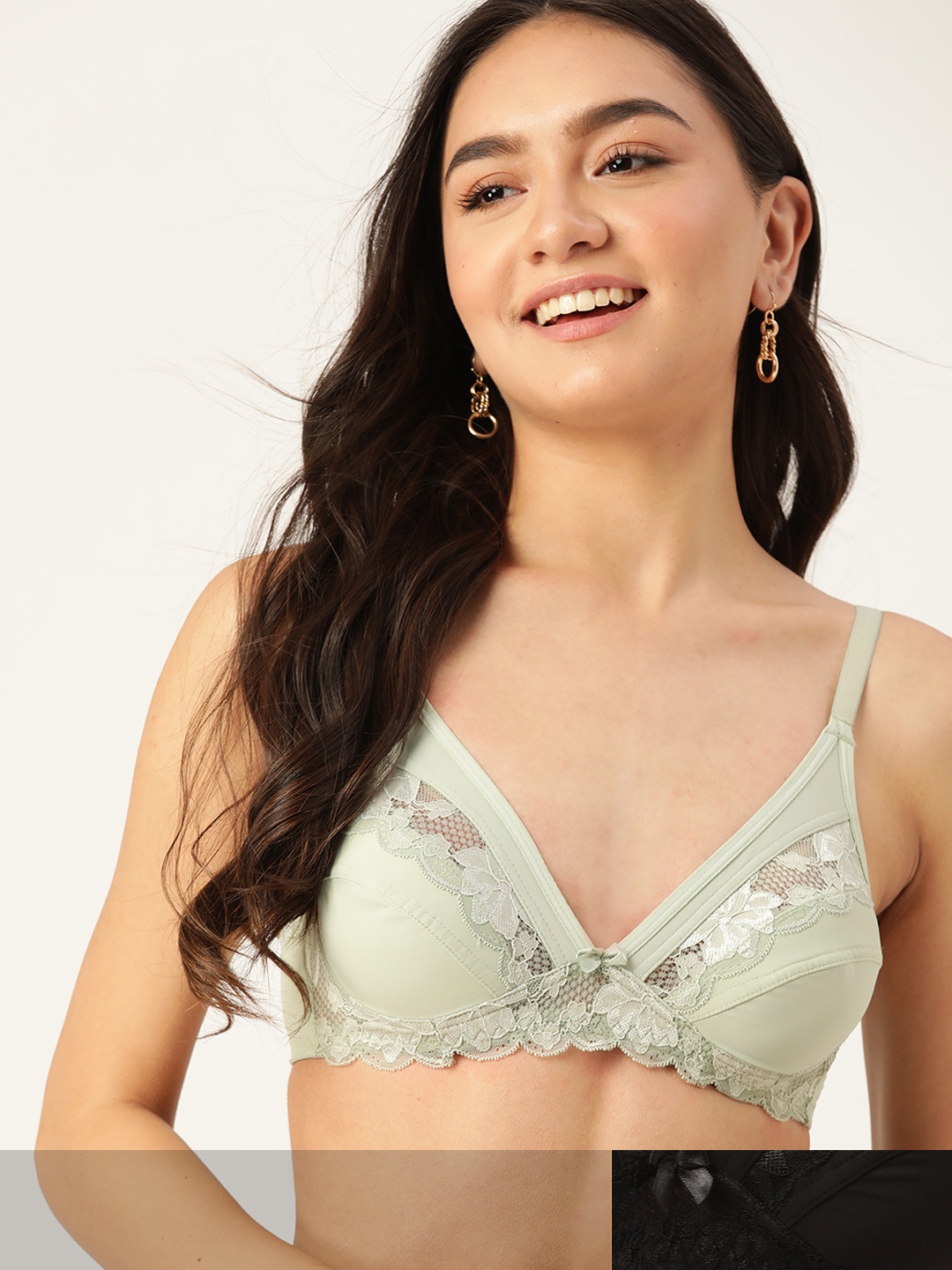 

DressBerry Pack of 2 Everyday Bra With Lace Detailing, Green
