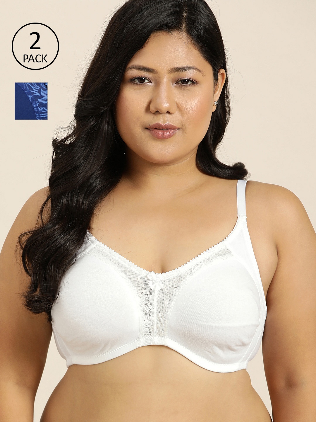 

Sztori Plus Size Set Of 2 Solid T-shirt Bra, White