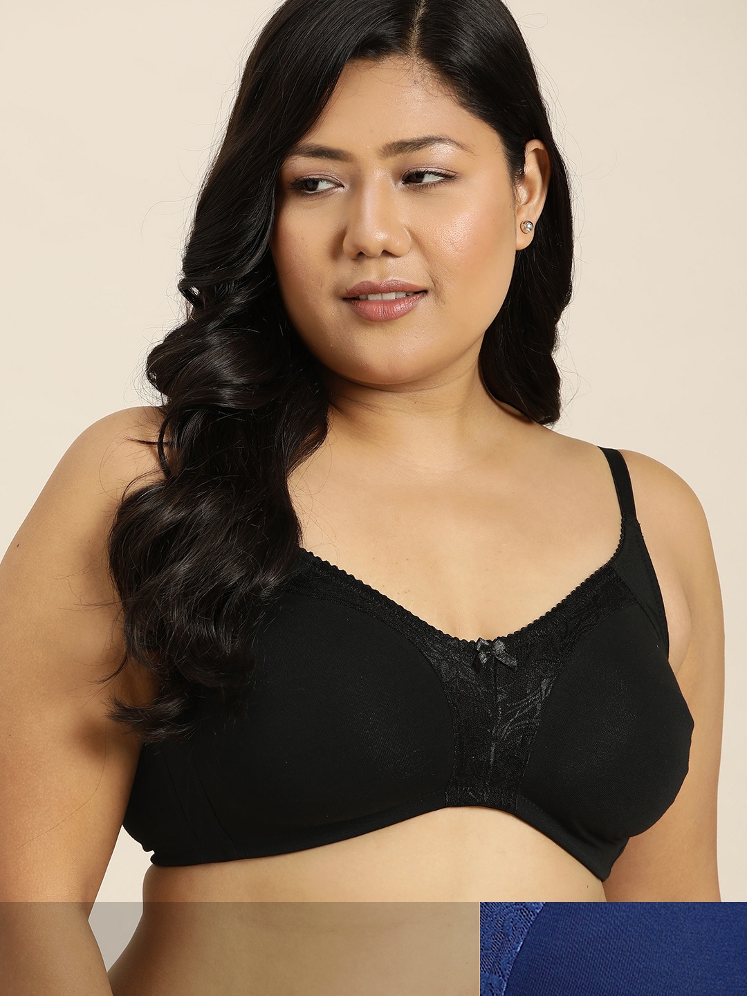 

Sztori Plus Size Set Of 2 Solid T-shirt Bra, Navy blue