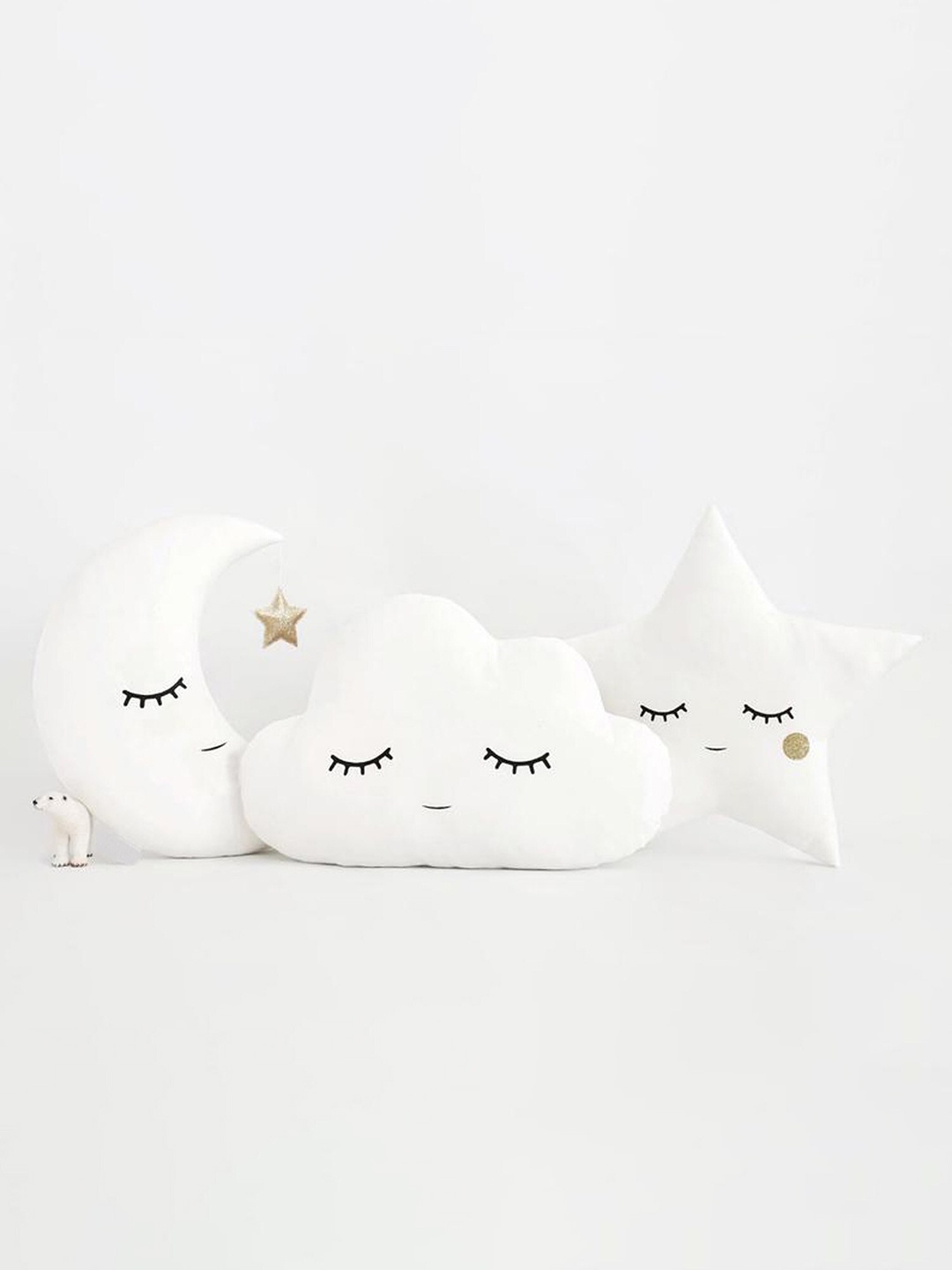 

STYBUZZ Kids Set Of 3 White Cute Cloud Moon Star Crib Cushions