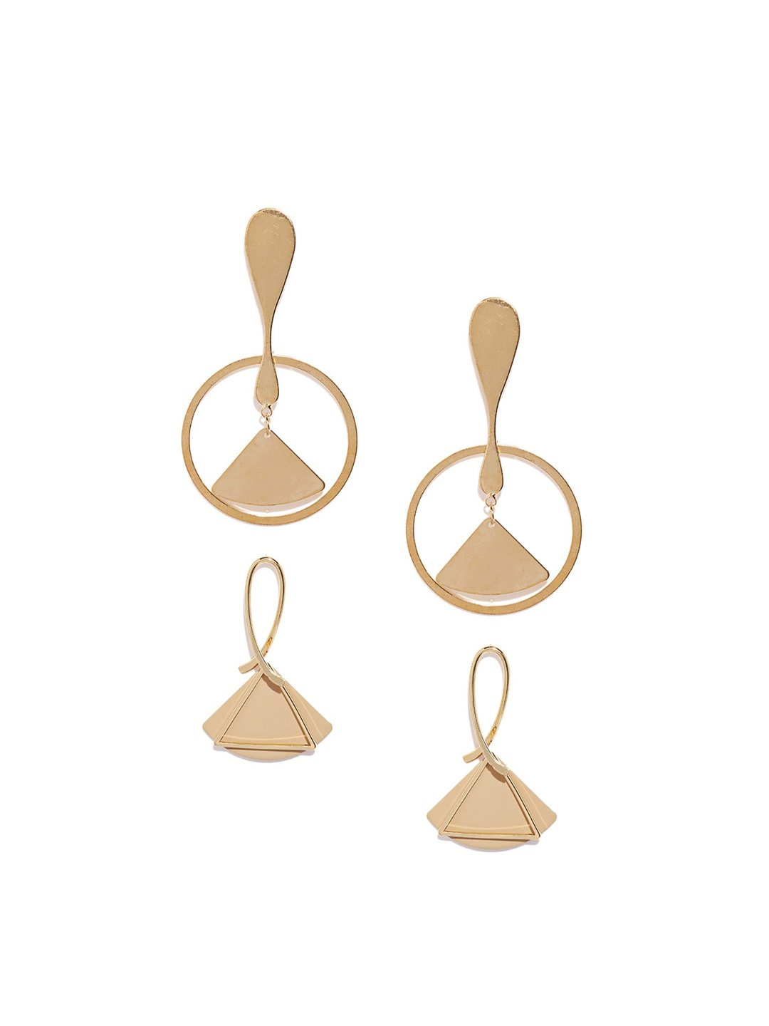 

Blisscovered Gold-Toned Contemporary Drop Earrings
