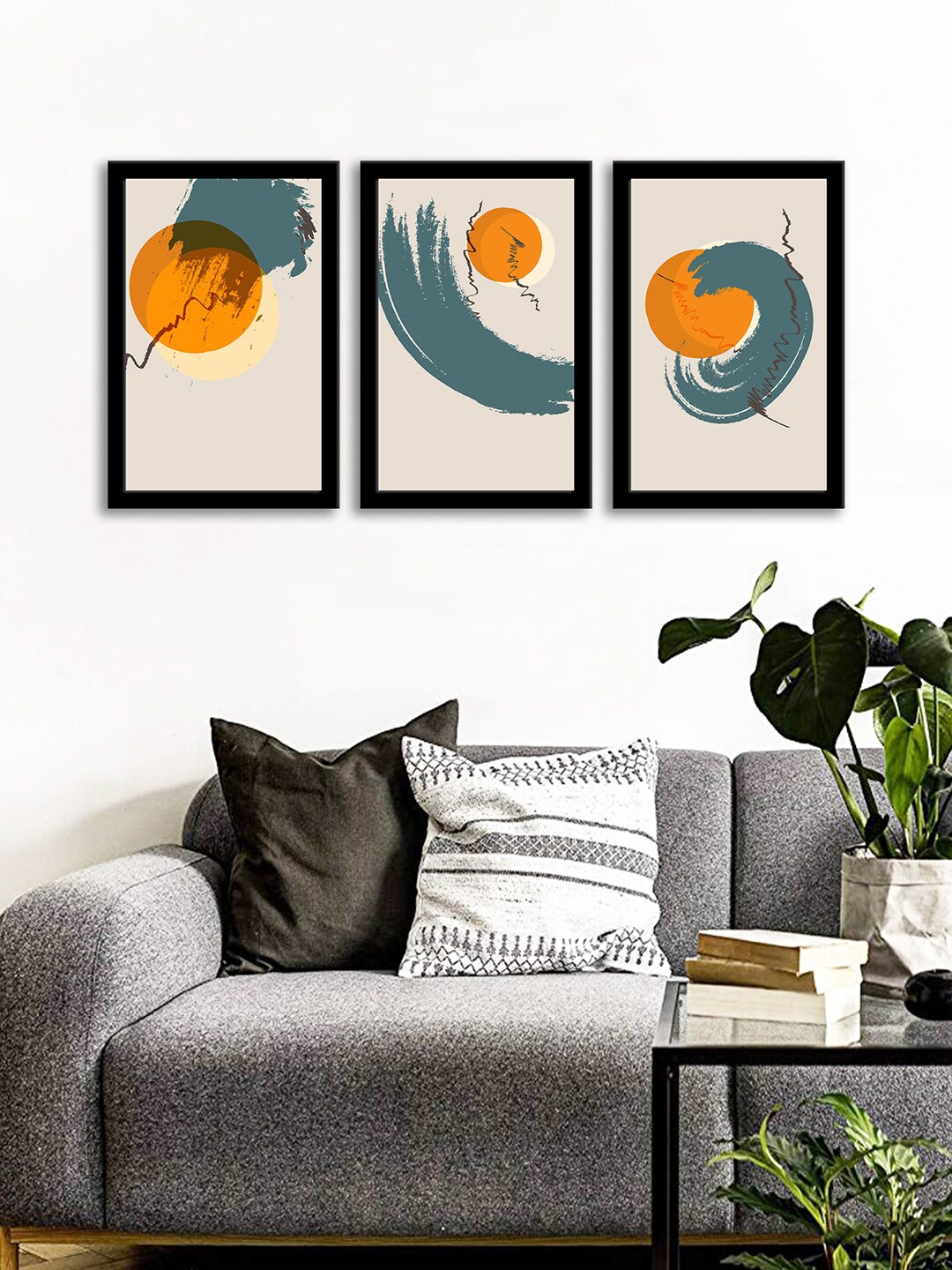

WENS Set Of 3 Multicoloured Modern Art Wall Art Paintings, Multi