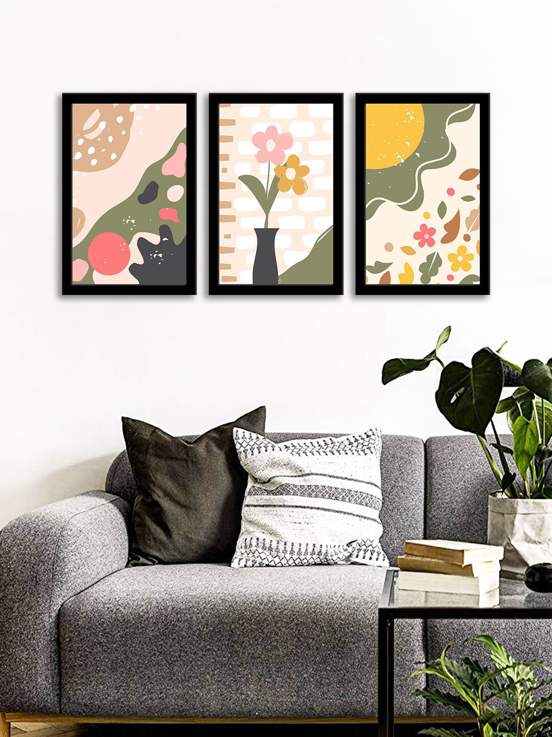 

WENS Set Of 3 Multicoloured Botanical Wall Art Paintings, Multi