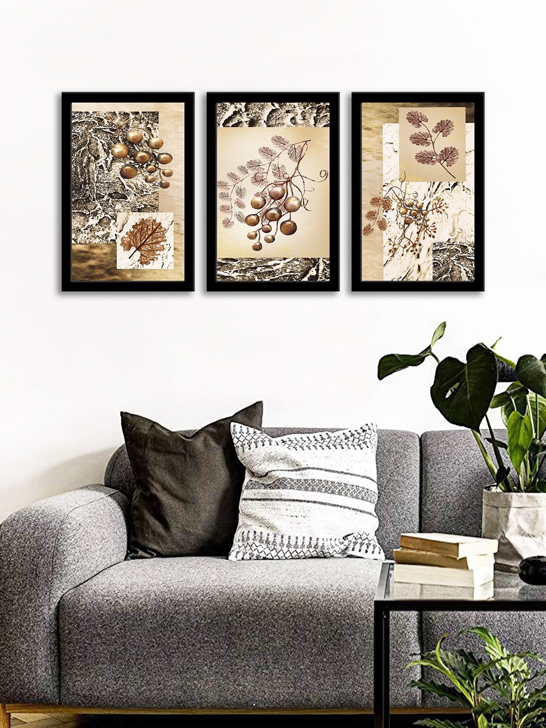 

WENS Set Of 3 Multicoloured Botanical Wall Art Painting, Multi