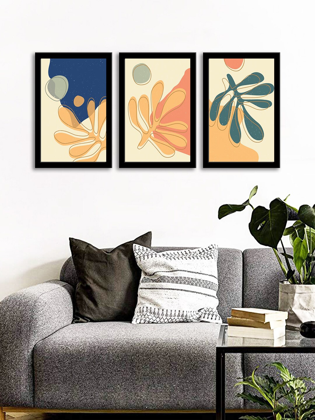 

WENS Set Of 3 Multicoloured Flower Wall Art Painting, Multi