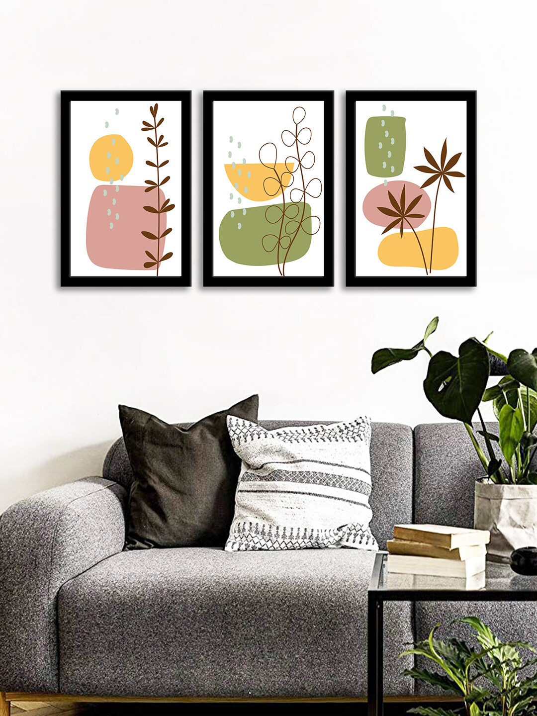

WENS Set Of 3 Multicoloured Botanical Wall Art Painting, Multi