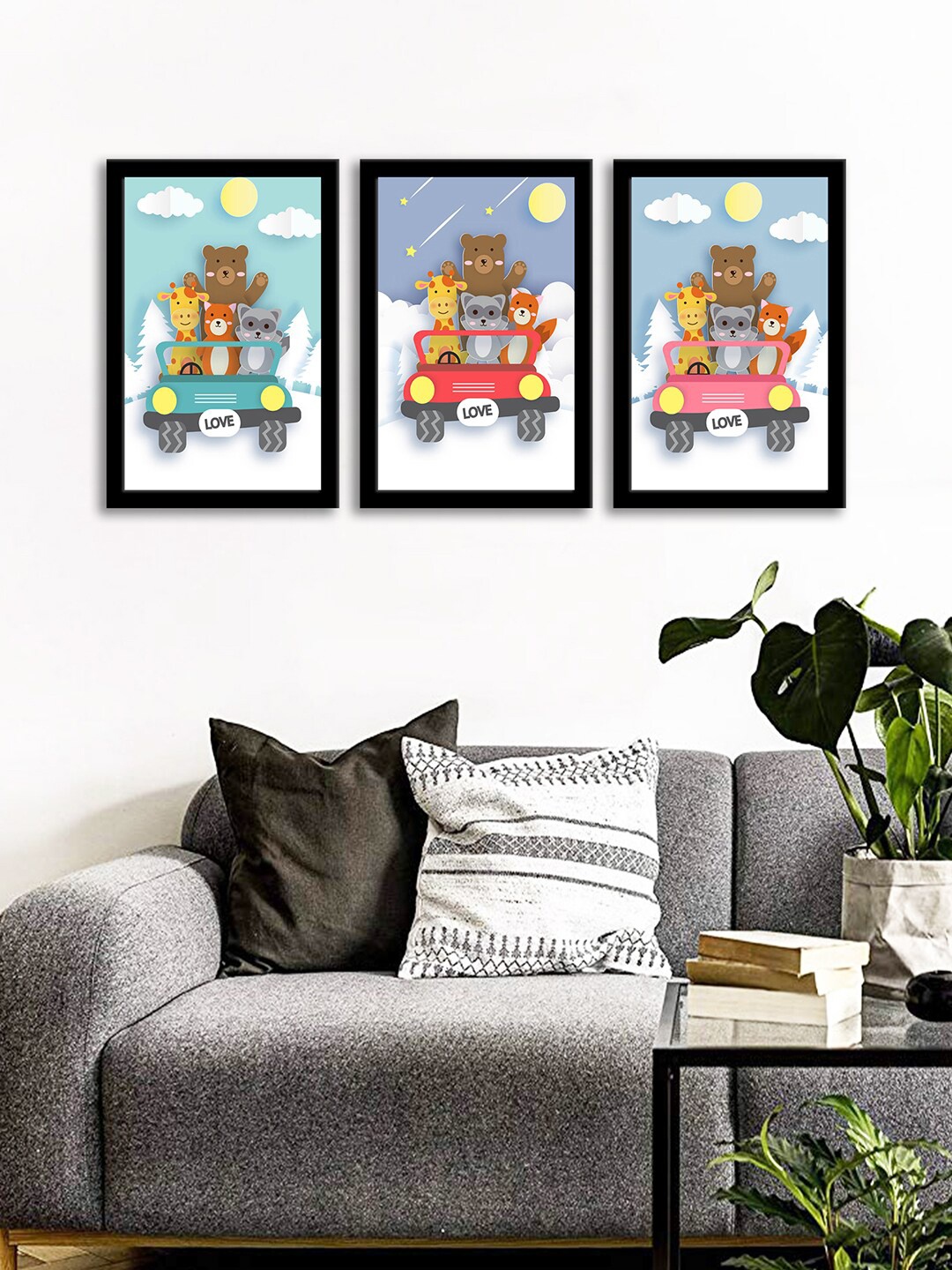 

WENS Set Of 3 Multicoloured Super Ride Kids Wall Art Painting, Multi