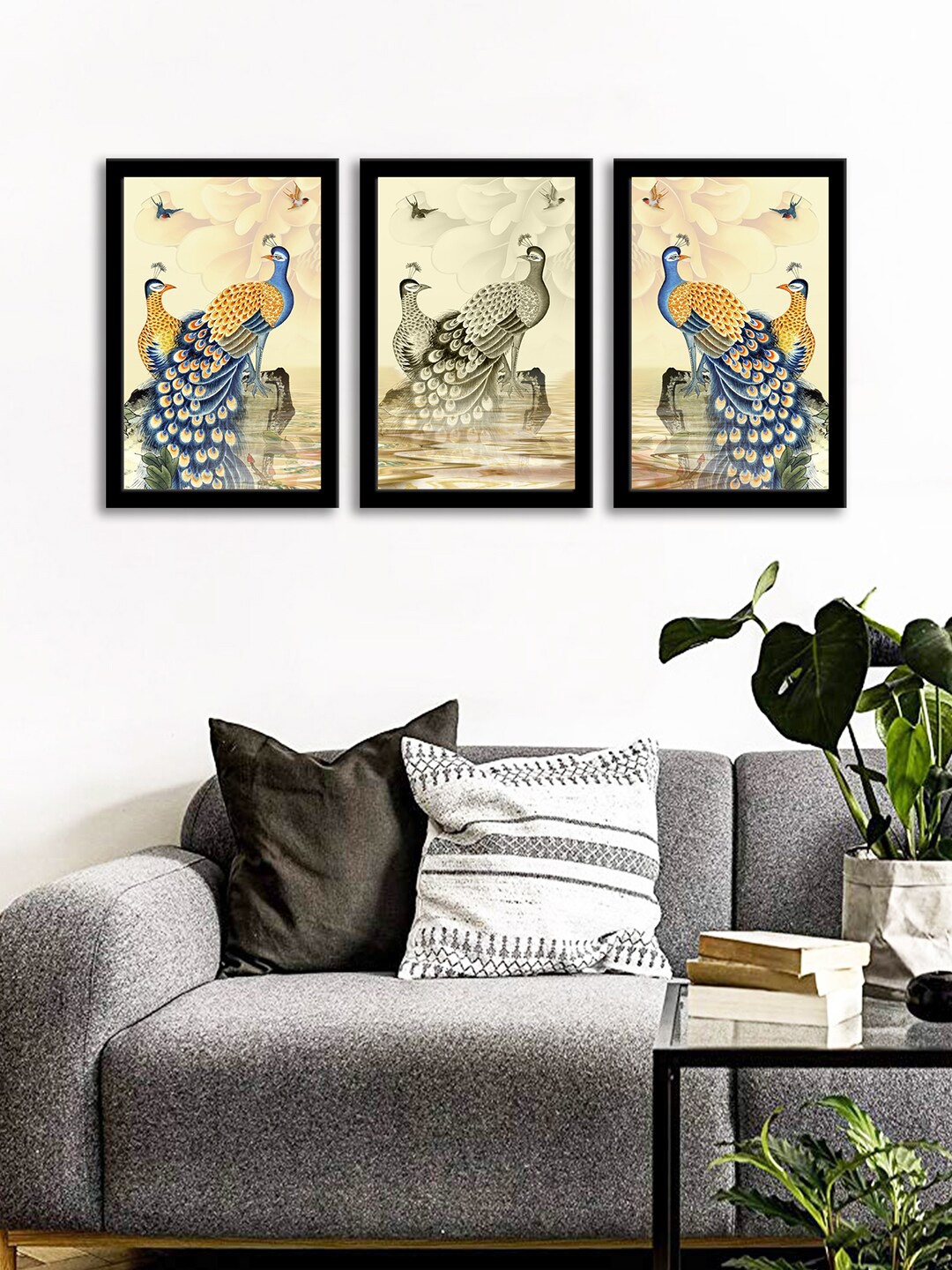 

WENS Set Of 3 Multicoloured Majestic Peacock Wall Art Painting, Multi