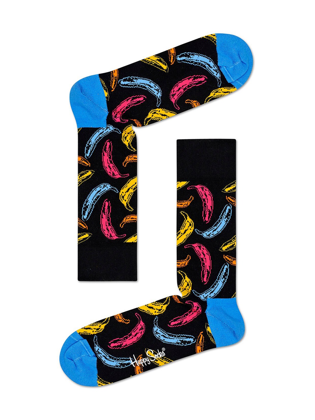 

Happy Socks Unisex Black & Yellow Patterned Calf-Length Socks