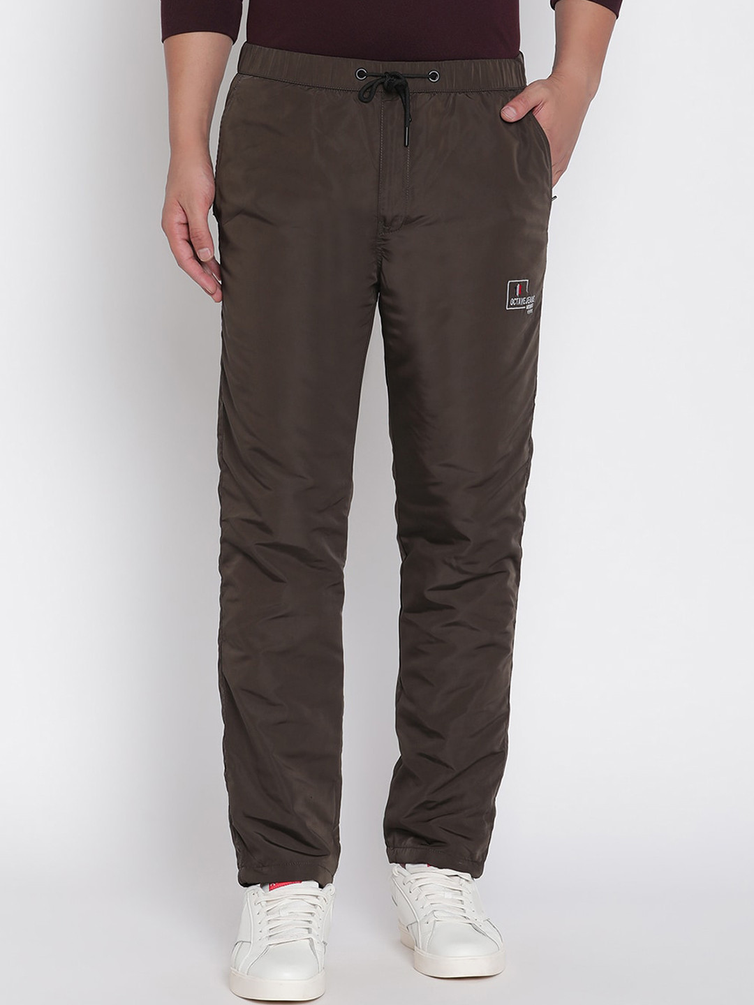 

Octave Men Olive Green Solid Cotton Track Pants