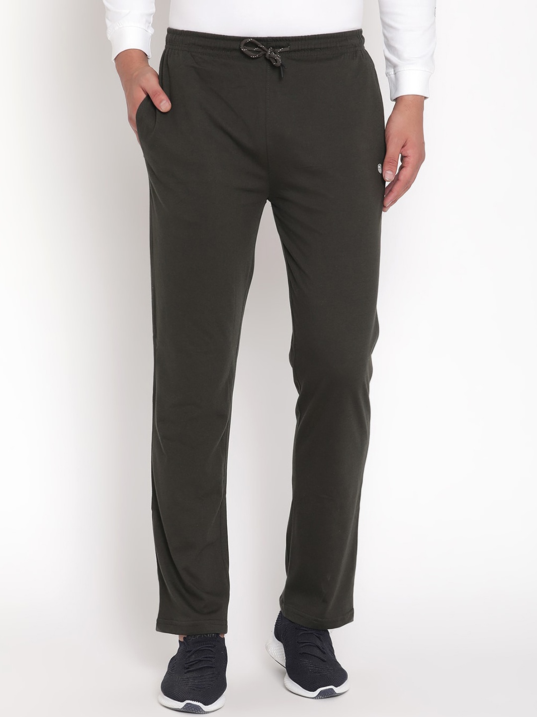 

Octave Men Olive Green Solid Cotton Track Pants