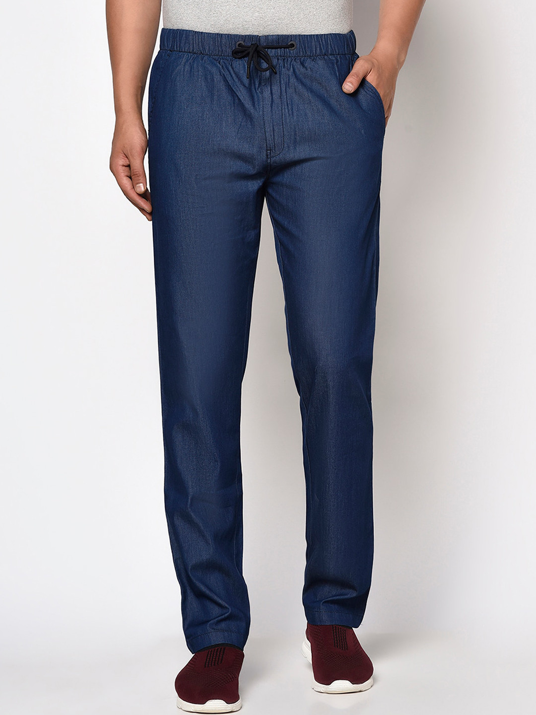 

Octave Men Blue Solid Cotton Track Pants