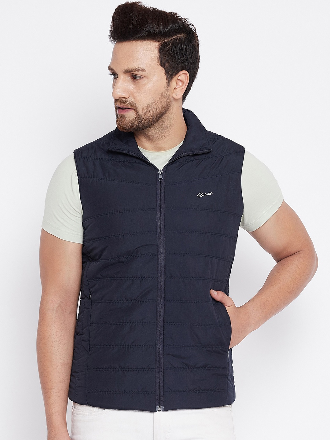 

Spirit Men Navy Blue Windcheater Padded Jacket