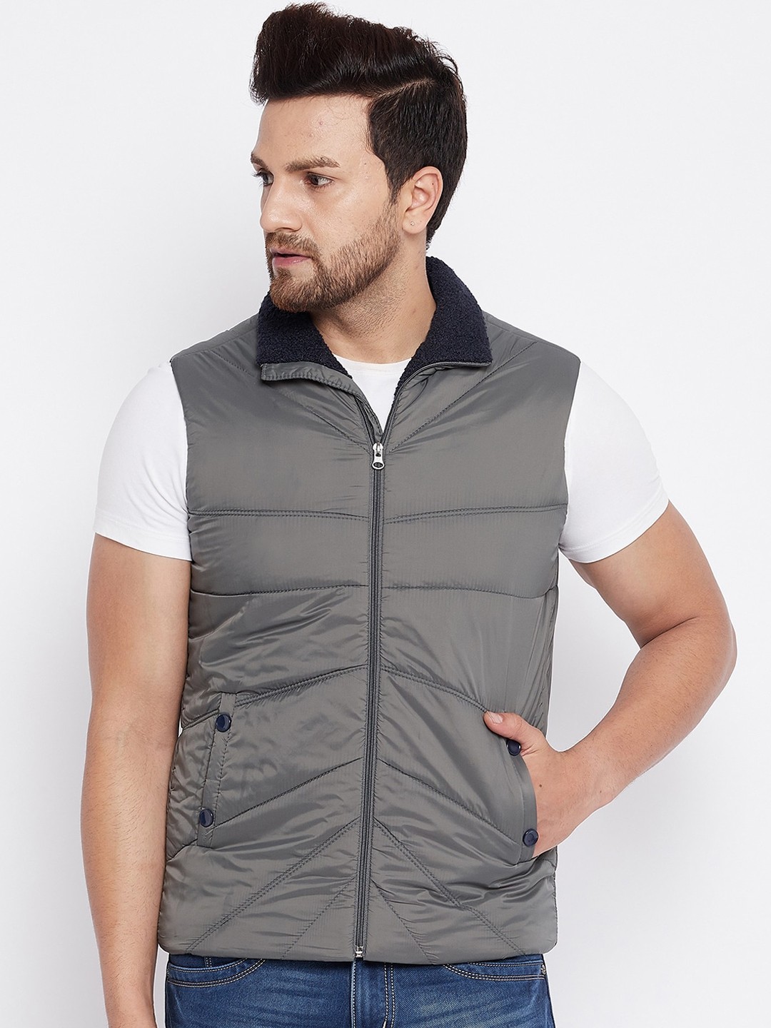 

Spirit Men Grey Windcheater Puffer Jacket