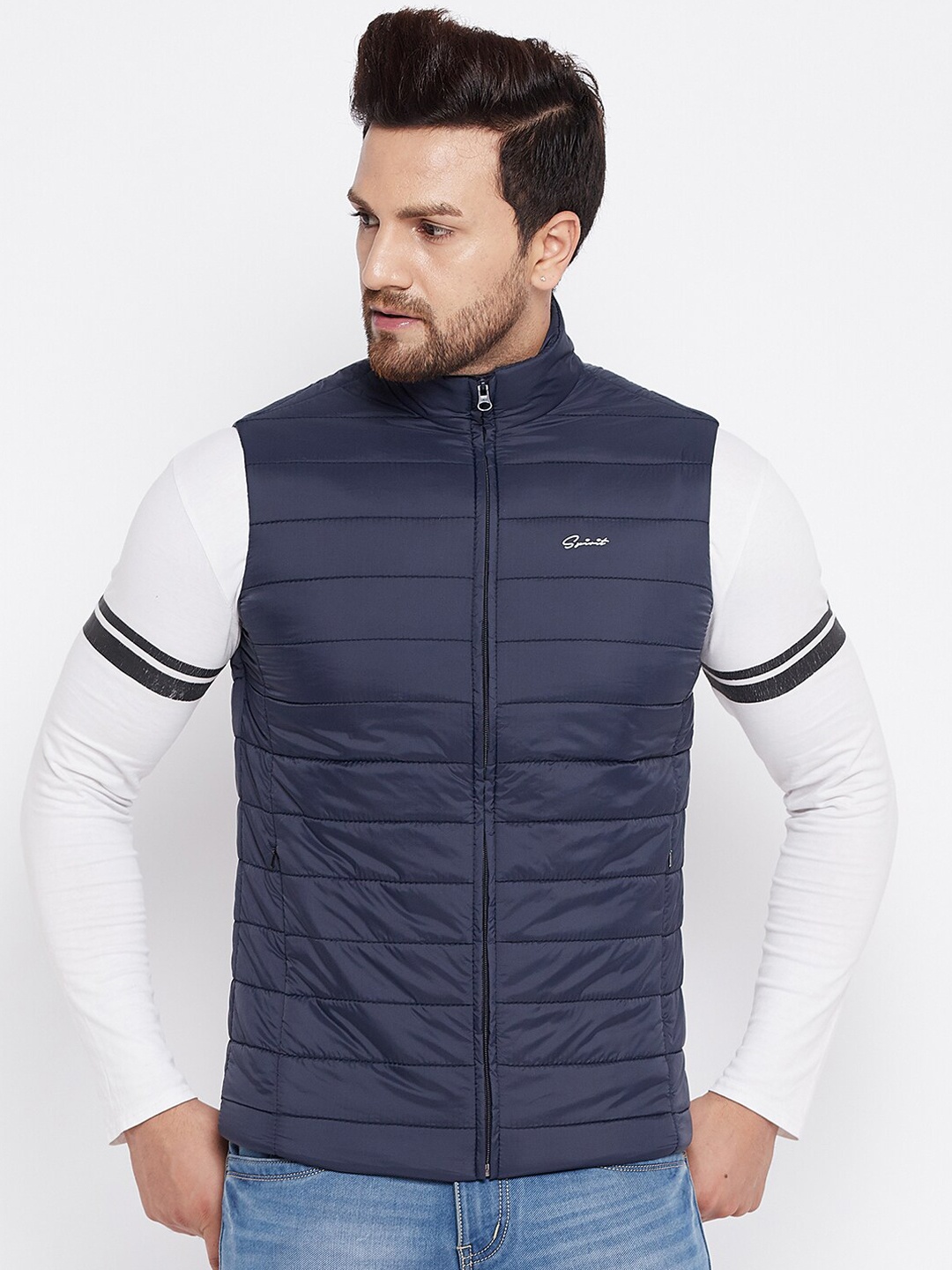 

Spirit Men Navy Blue Windcheater Padded Jacket