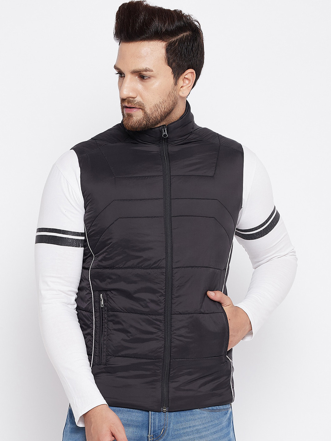 

Spirit Men Black Windcheater Padded Jacket