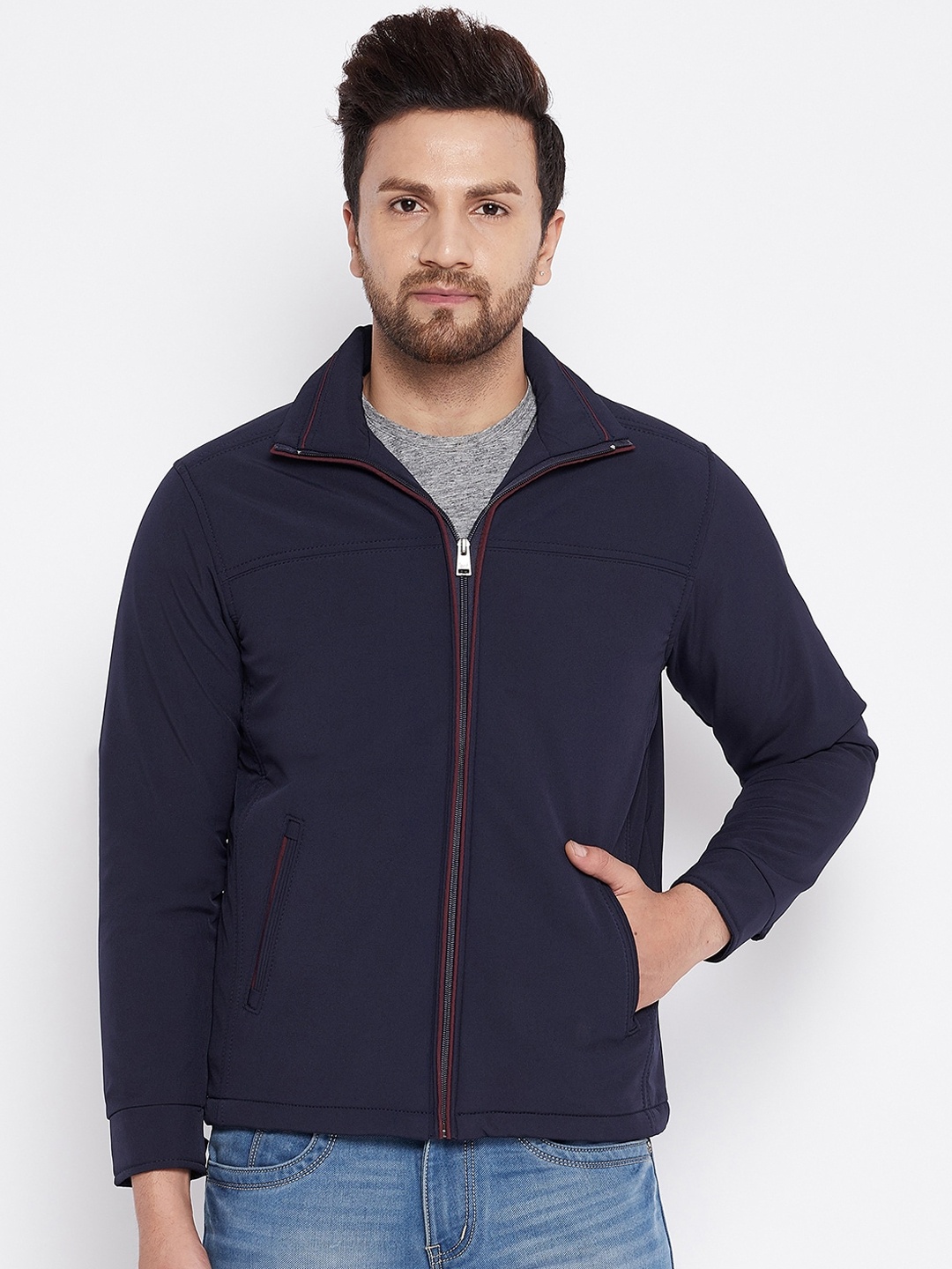 

Spirit Men Navy Blue Windcheater Tailored Jacket
