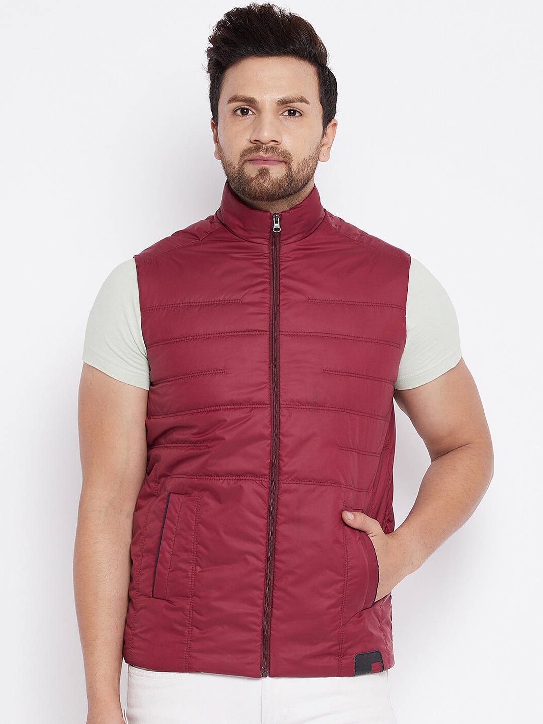 

Spirit Men Maroon Windcheater Puffer Jacket