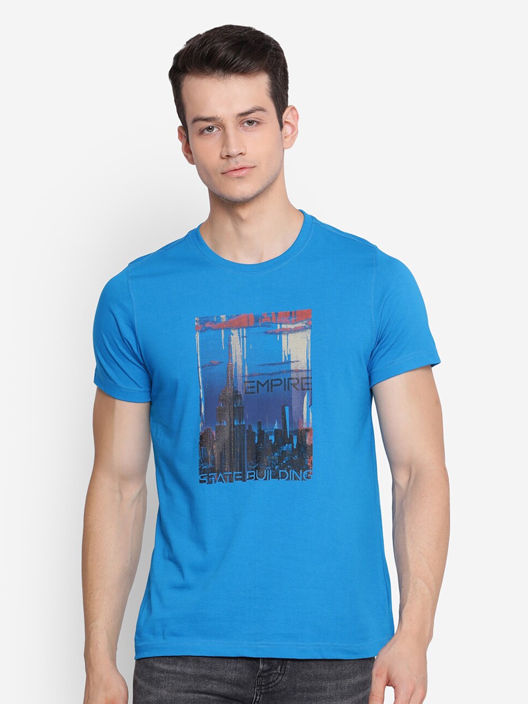 

Turtle Men Blue & Black Printed T-shirt