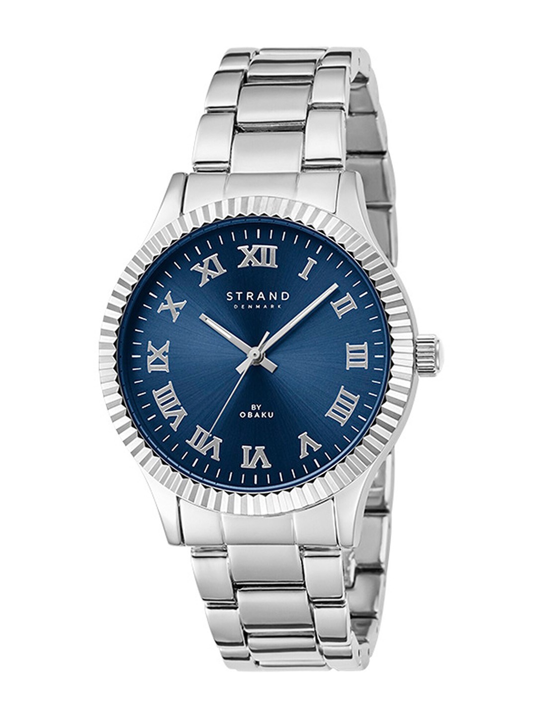 

STRAND BY OBAKU Men Blue Dial & Silver Toned Stainless Steel Strap Watch