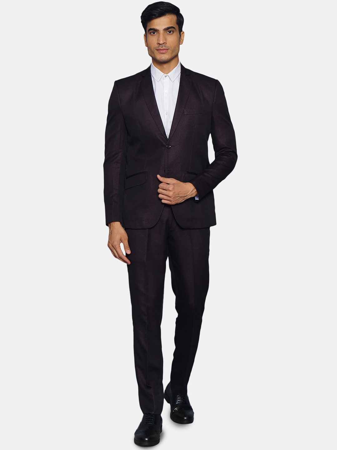 

Wintage Men Coffee Brown Solid Single-Breasted Formal Suit