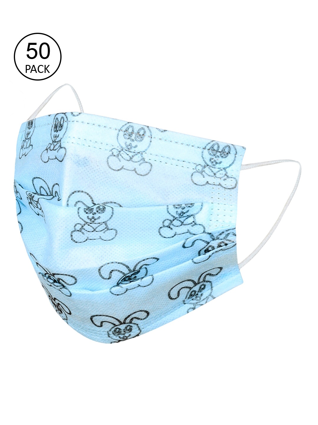 

FROGGY Kids Pack Of 50 Blue & Black Printed 3-ply Masks