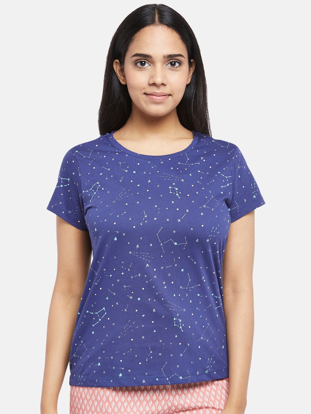 

Dreamz by Pantaloons Navy Blue Geometric Regular Lounge tshirt