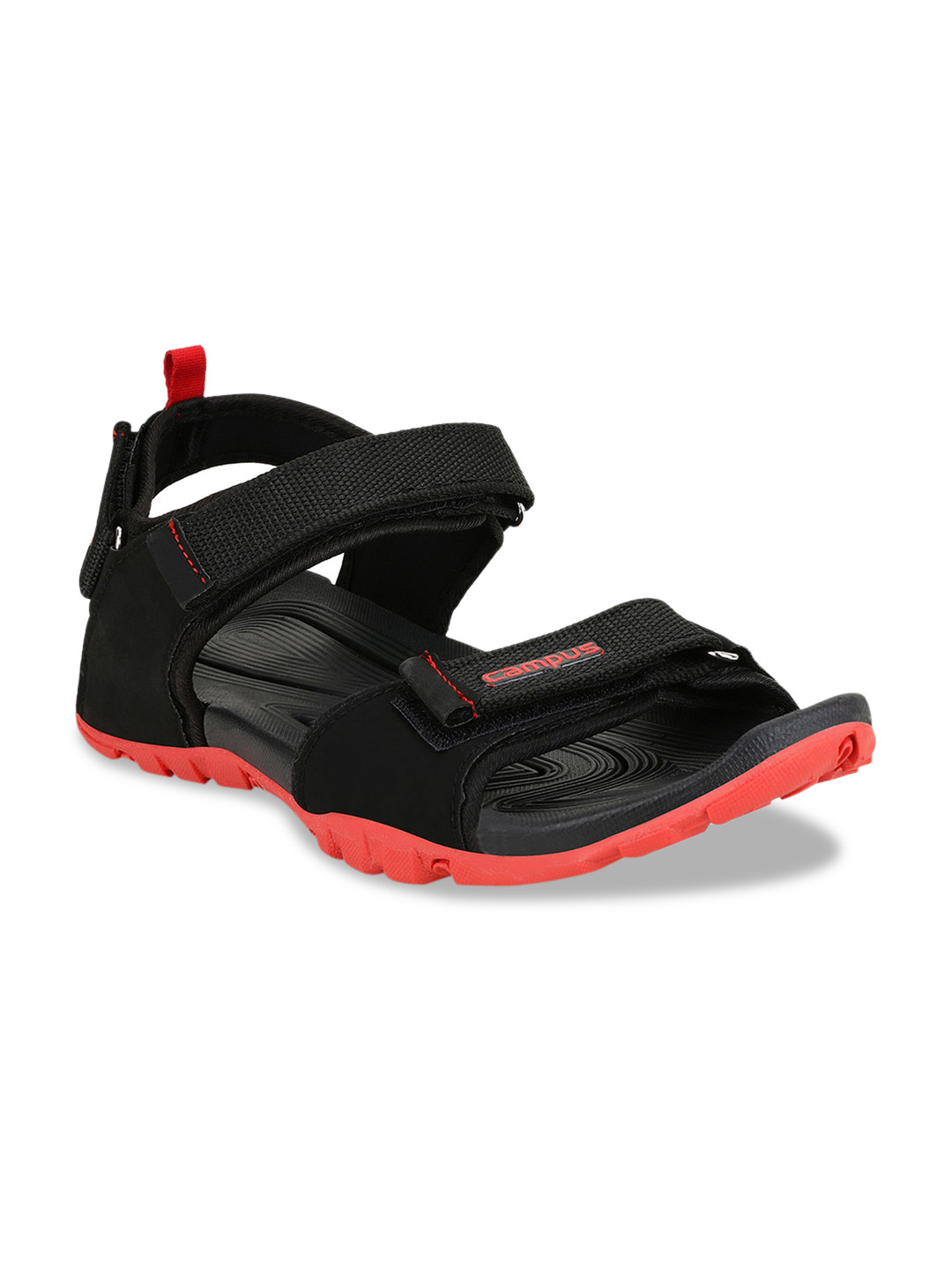 

Campus Men Black & Orange Solid Sports Sandals