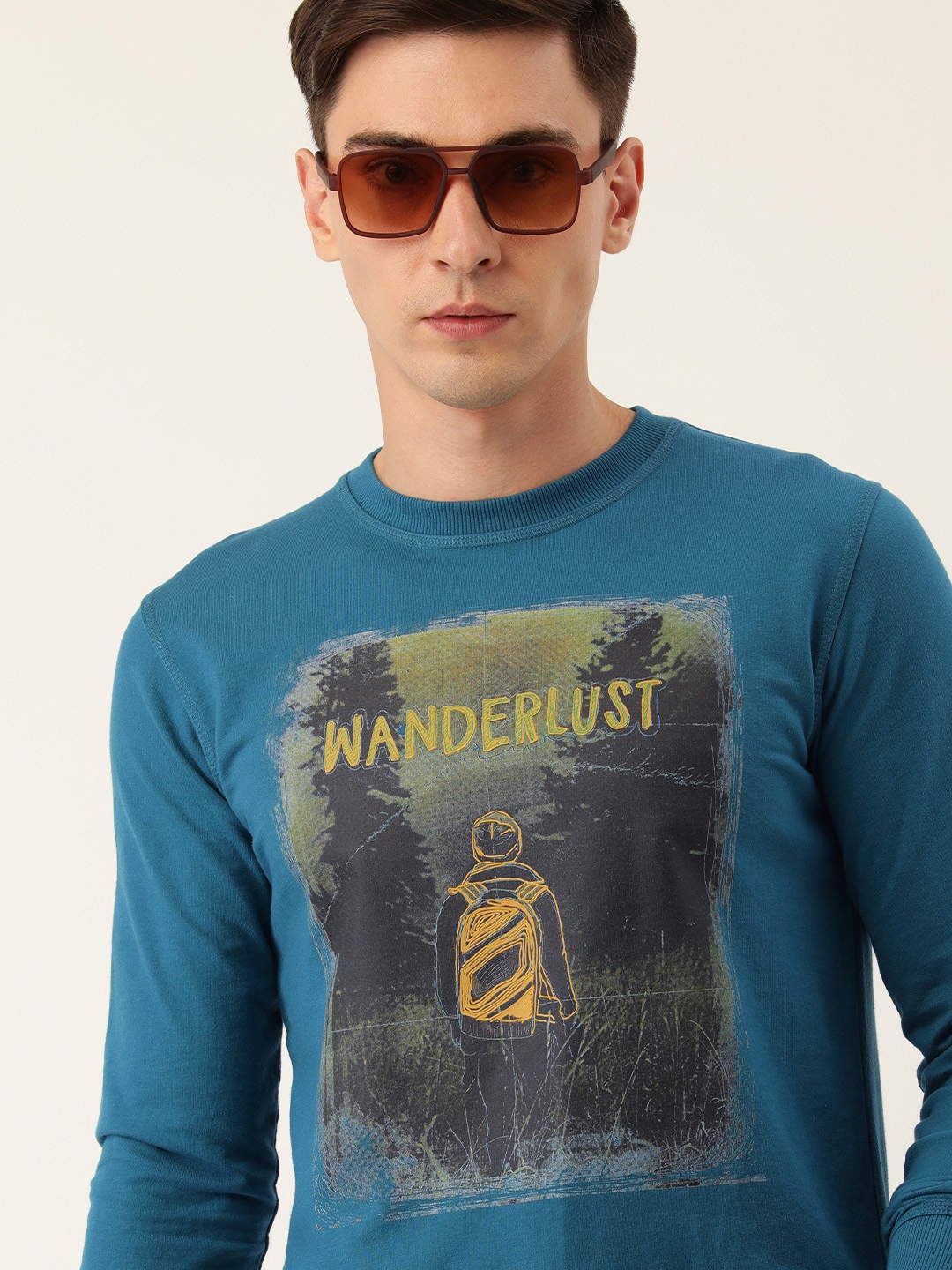 

Peter England Men Blue Printed Sweatshirt