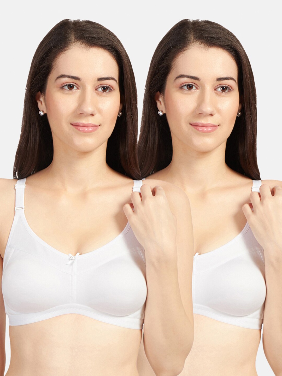 

Sonari Set of 2 White Solid Non Wired Full Coverage T-shirt Bra flamewhitewhite32D