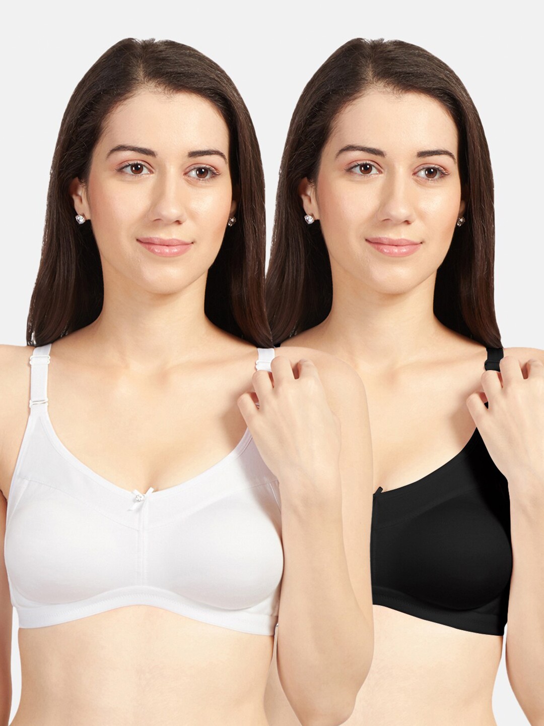 

Sonari Set of 2 White & Black Non Wired Full Coverage T-shirt Bra flameblackwhite32D