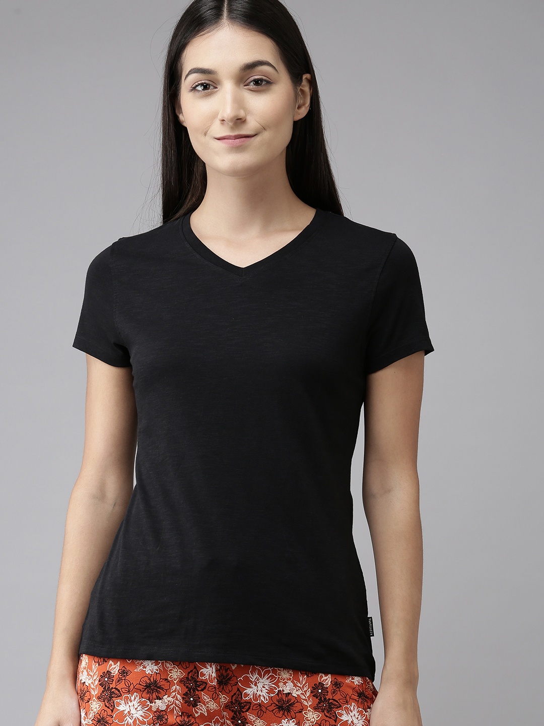 

Van Heusen Women V-Neck Lounge T-Shirt, Black