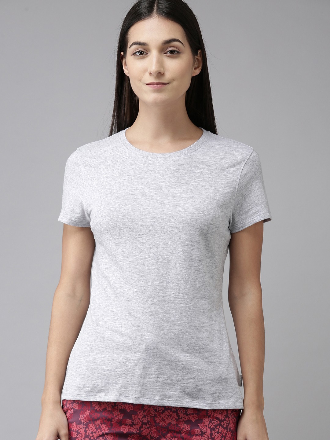 

Van Heusen Women Pure Cotton Lounge Tshirt, Grey melange