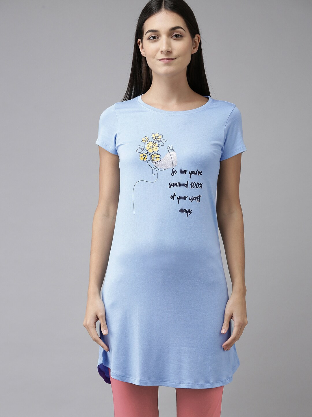 

Van Heusen Women Printed Round Neck Short Sleeve Lounge T-Shirt, Blue