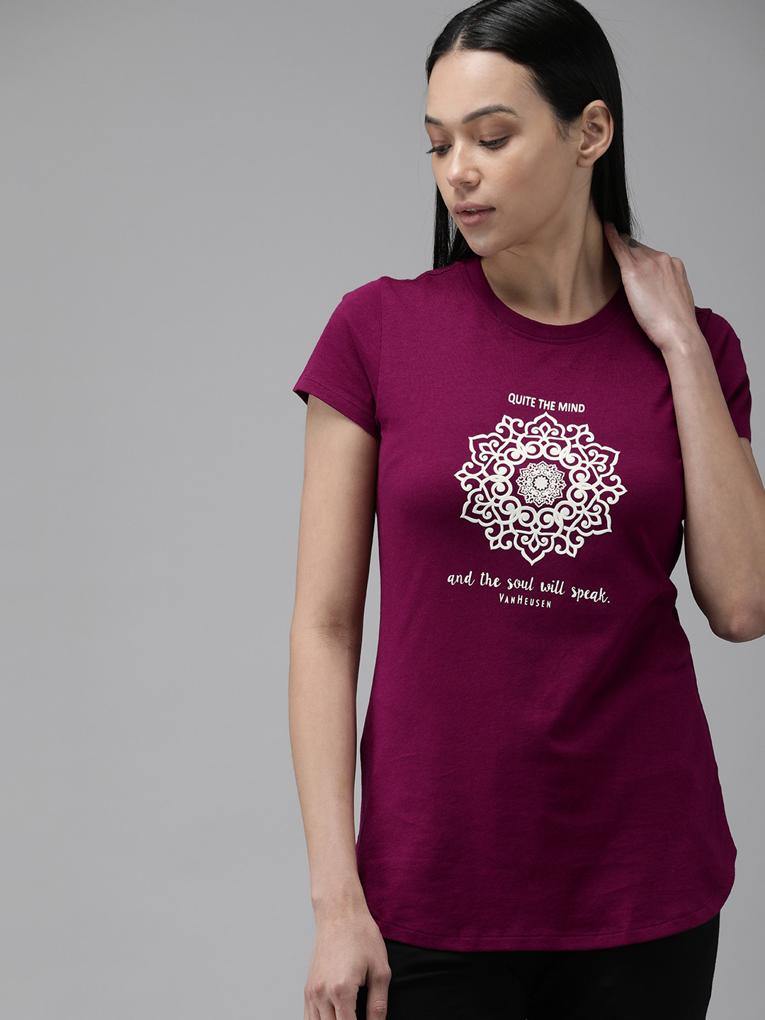 

Van Heusen Printed Round Neck Lounge T-Shirt, Magenta