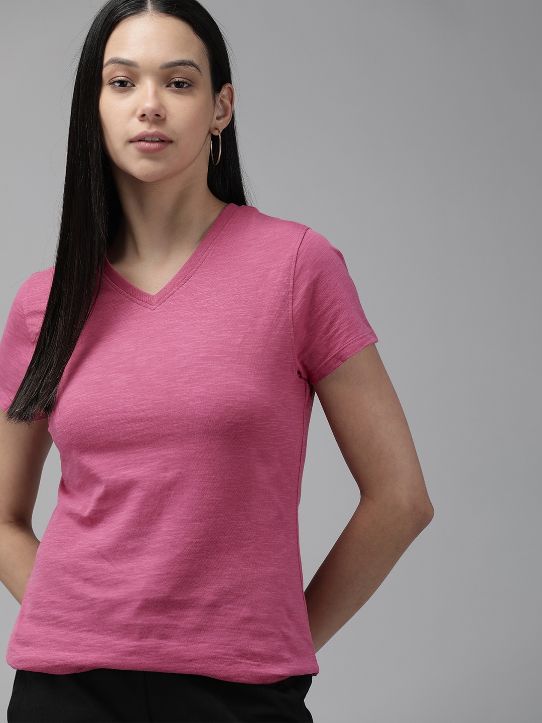 

Van Heusen Women V-Neck Pure Cotton Lounge T-shirt, Pink