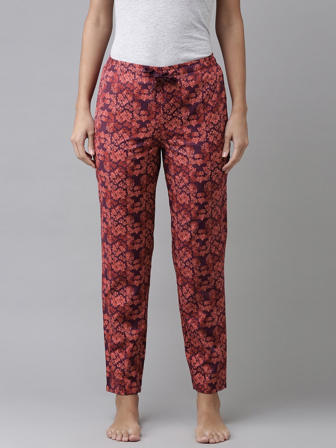 

Van Heusen Women Allover Print Functional Pocket Ultra Soft Lounge Pants, Maroon