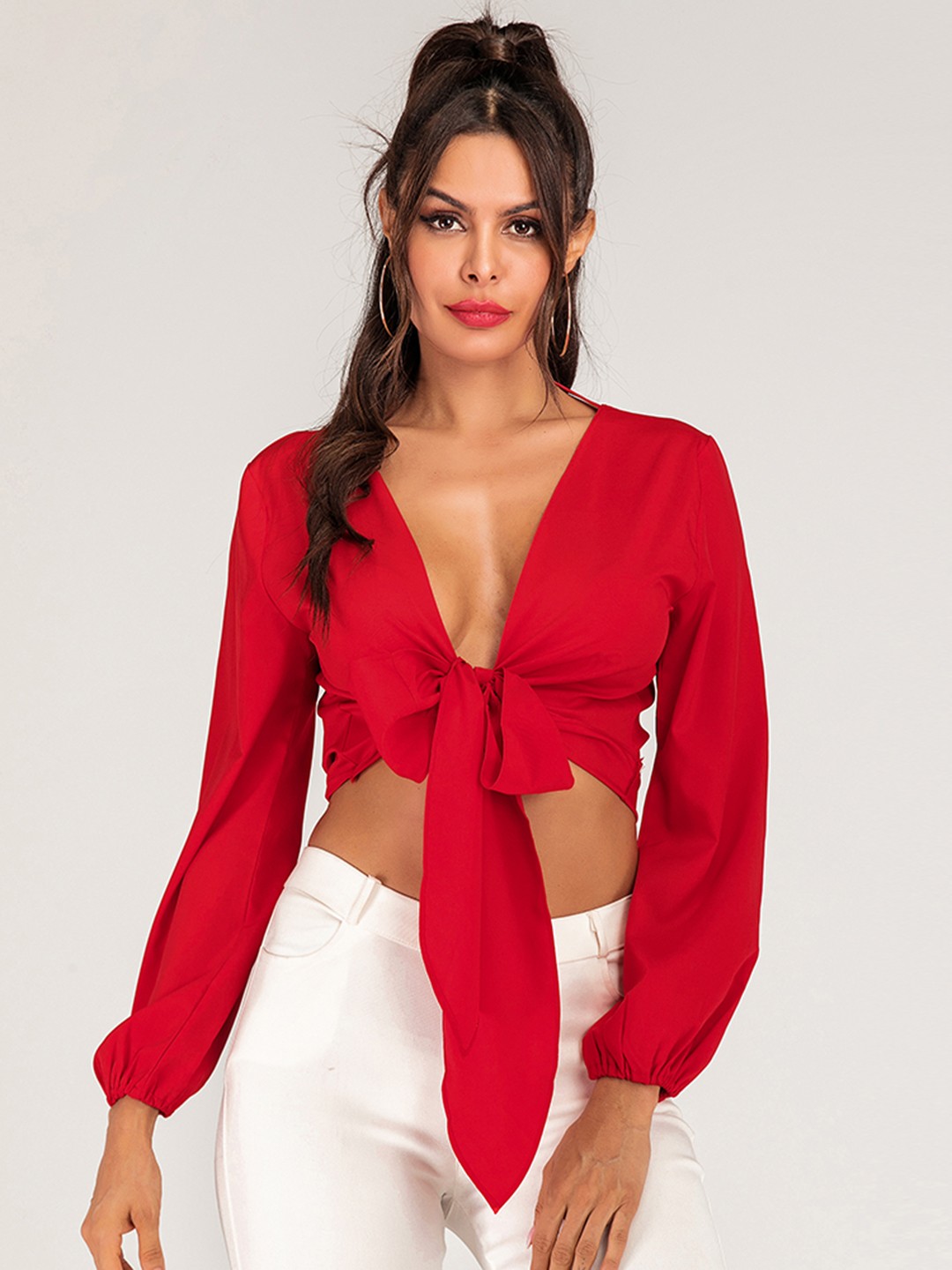 

URBANIC Red Wrap Crop Top