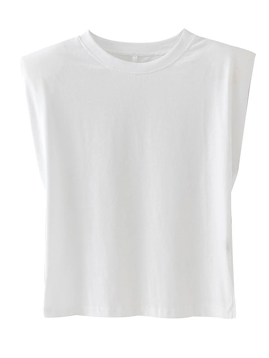 

URBANIC Off White Solid Padded Shoulders Regular Top