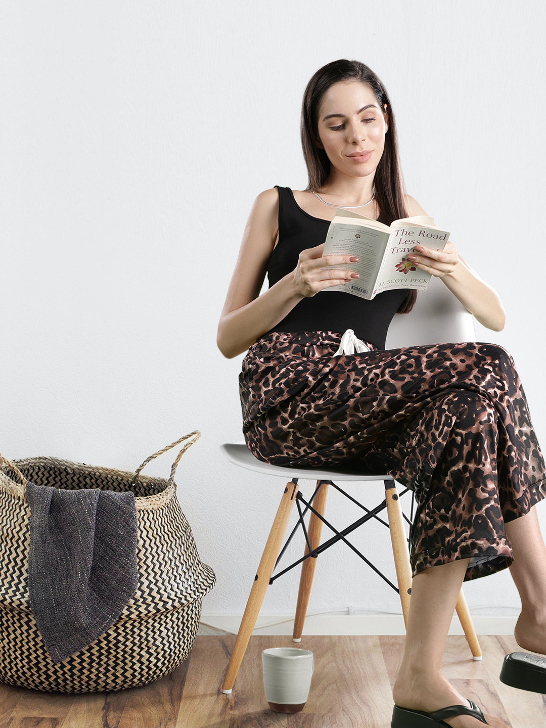 

URBANIC Women Brown & Black Animal Print Lounge Pants