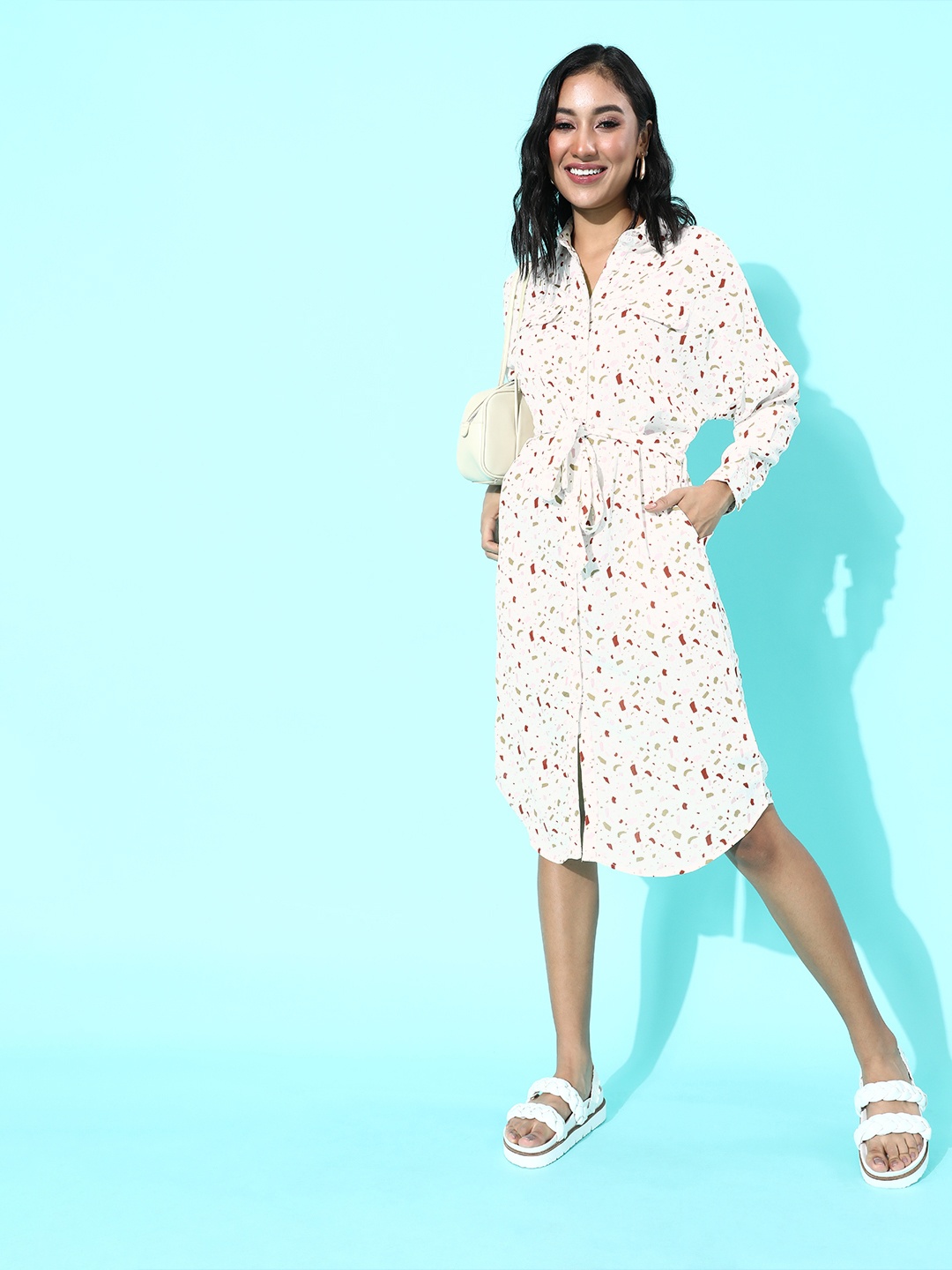 

Mast & Harbour White & Red Shirt Dress