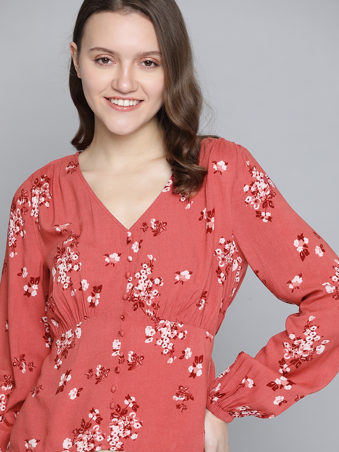 

Mast & Harbour Pink Floral A-Line Top