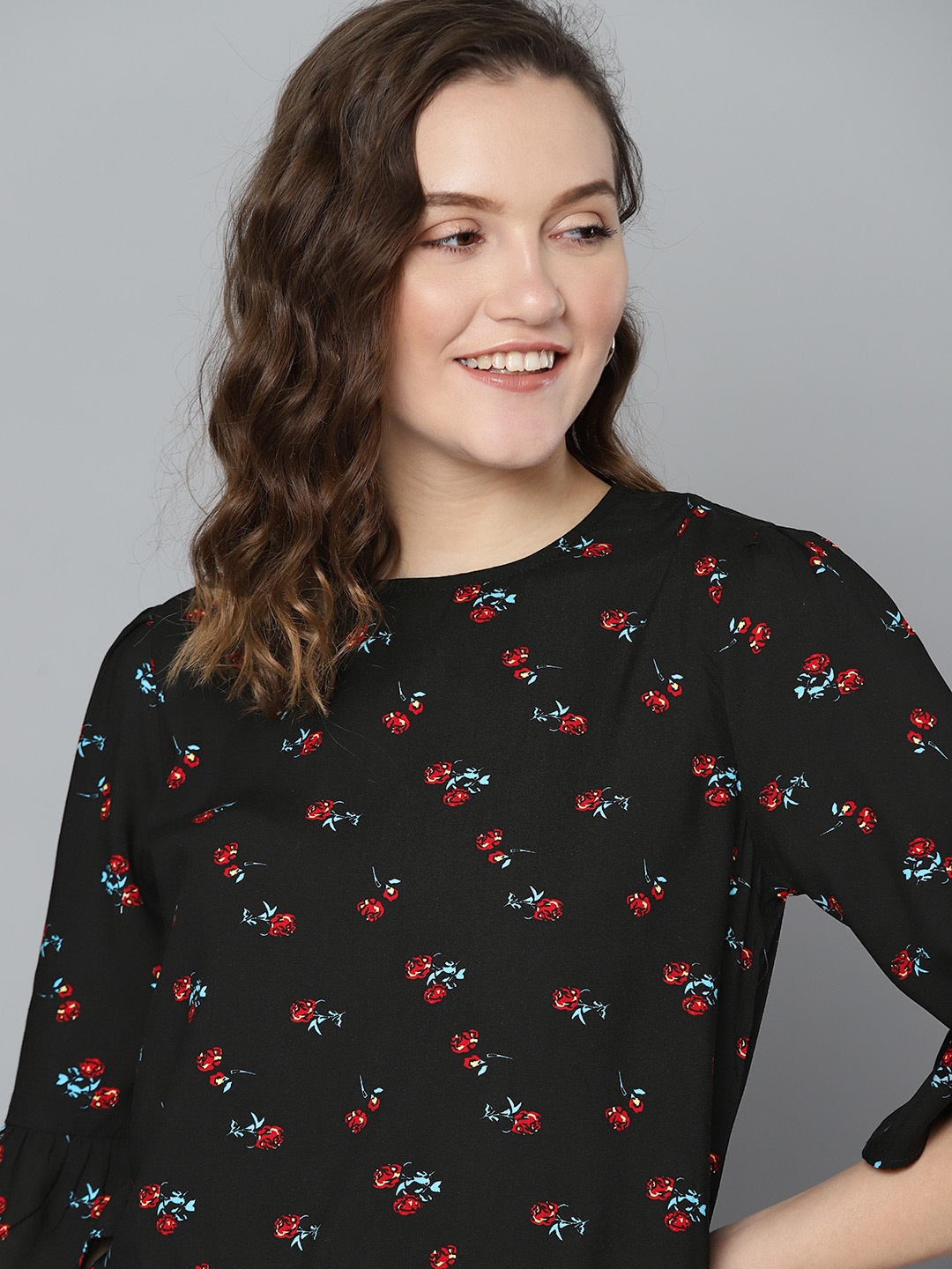 

Mast & Harbour Black & Red Ruffles Regular Top