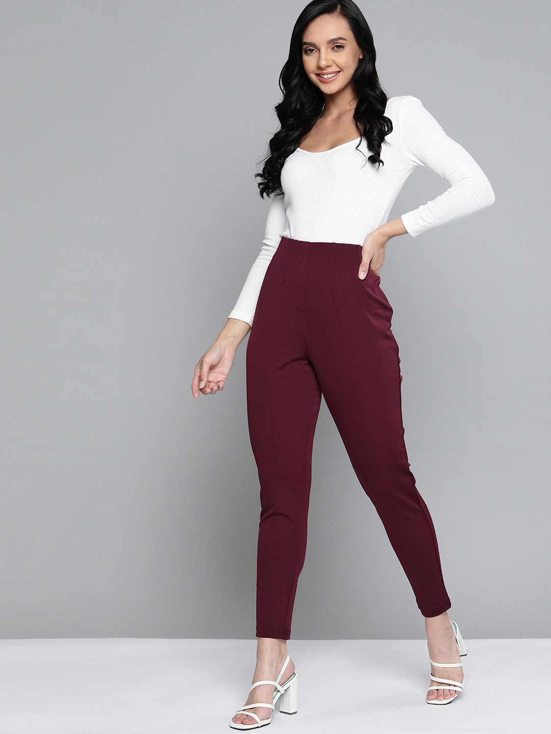 

Mast & Harbour Women Maroon Trousers