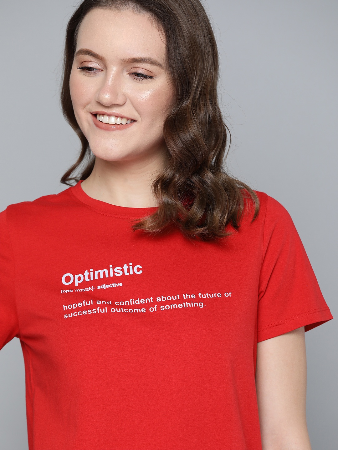 

Mast & Harbour Women Red & White Typography Printed Cotton T-shirt