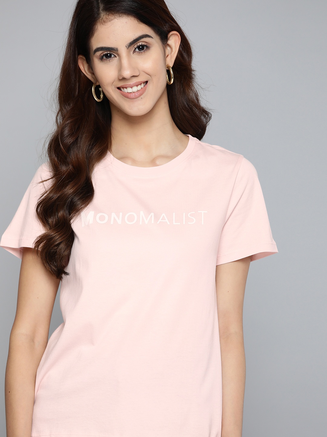 

Mast Harbour Women Pink Typography Print Pure Cotton T-shirt