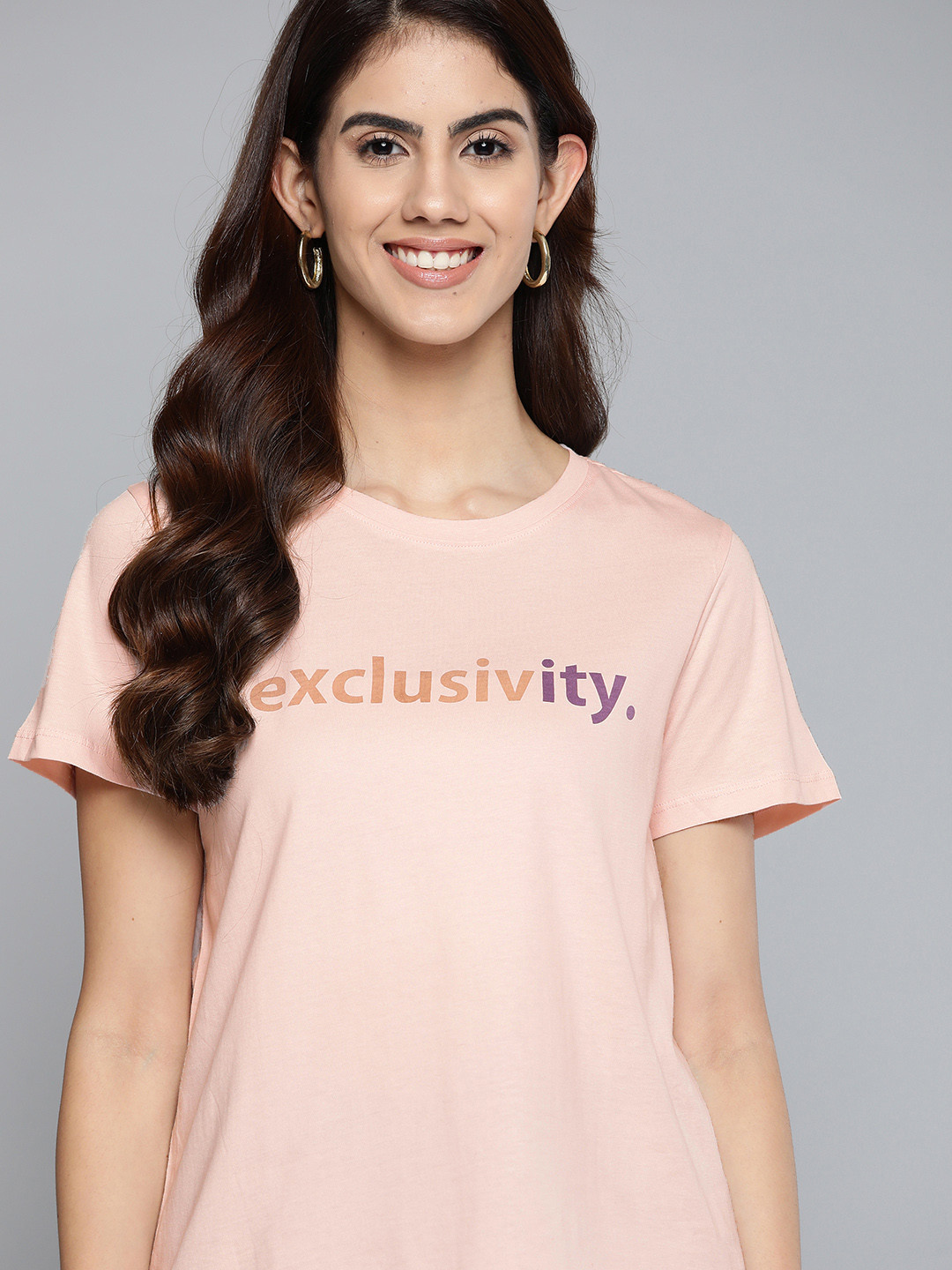 

Mast Harbour Women Pink Typography Print Pure Cotton T-shirt