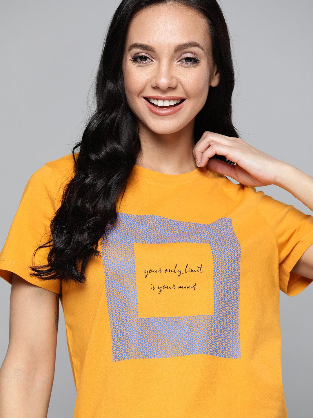 

Mast & Harbour Women Mustard Yellow Pure Cotton Printed T-shirt